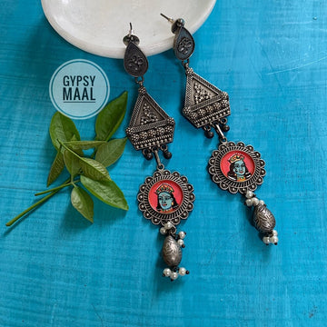 Shri Krishna Hand Painted Earrings